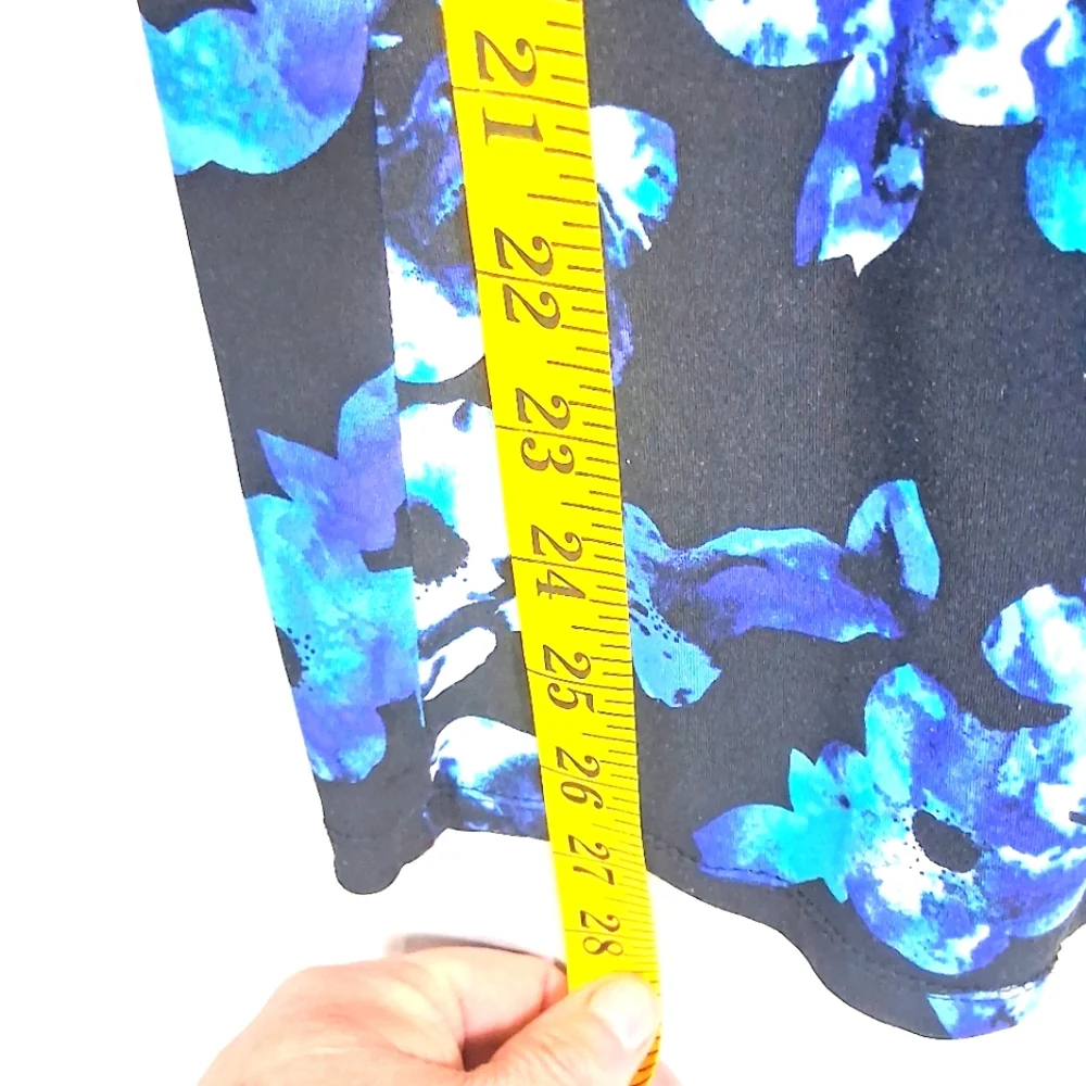 Daisy Fuentes M Black and Blue Goth Floral V Neck Boho Long Sleeve Tunic Blouse - Picture 6 of 8